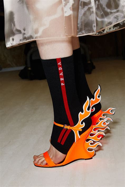 prada flame heels white